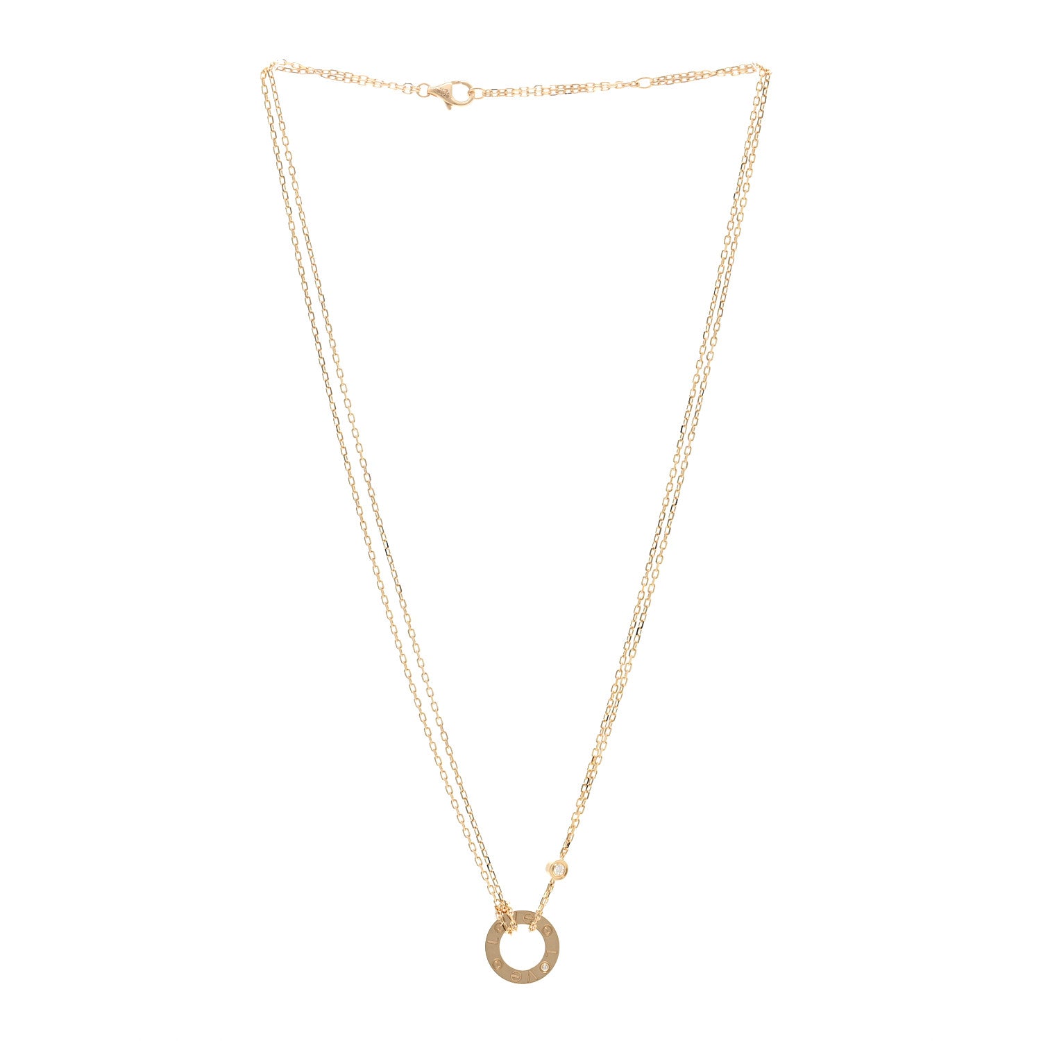 Cartier 18K Yellow Gold 2 Diamond LOVE Necklace 3 of 5