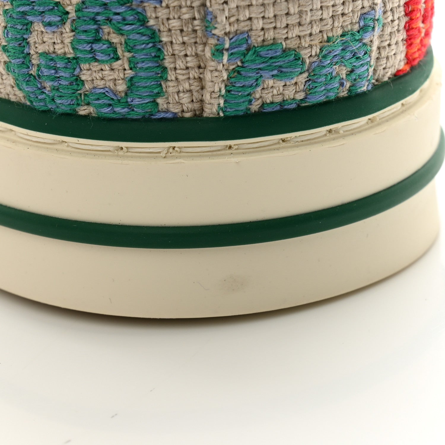 Gucci Linen Psychedelic Mini GG Monogram Mens 1977 Tennis High Top Sneakers 10 Multicolor Mystic White 9 of 10