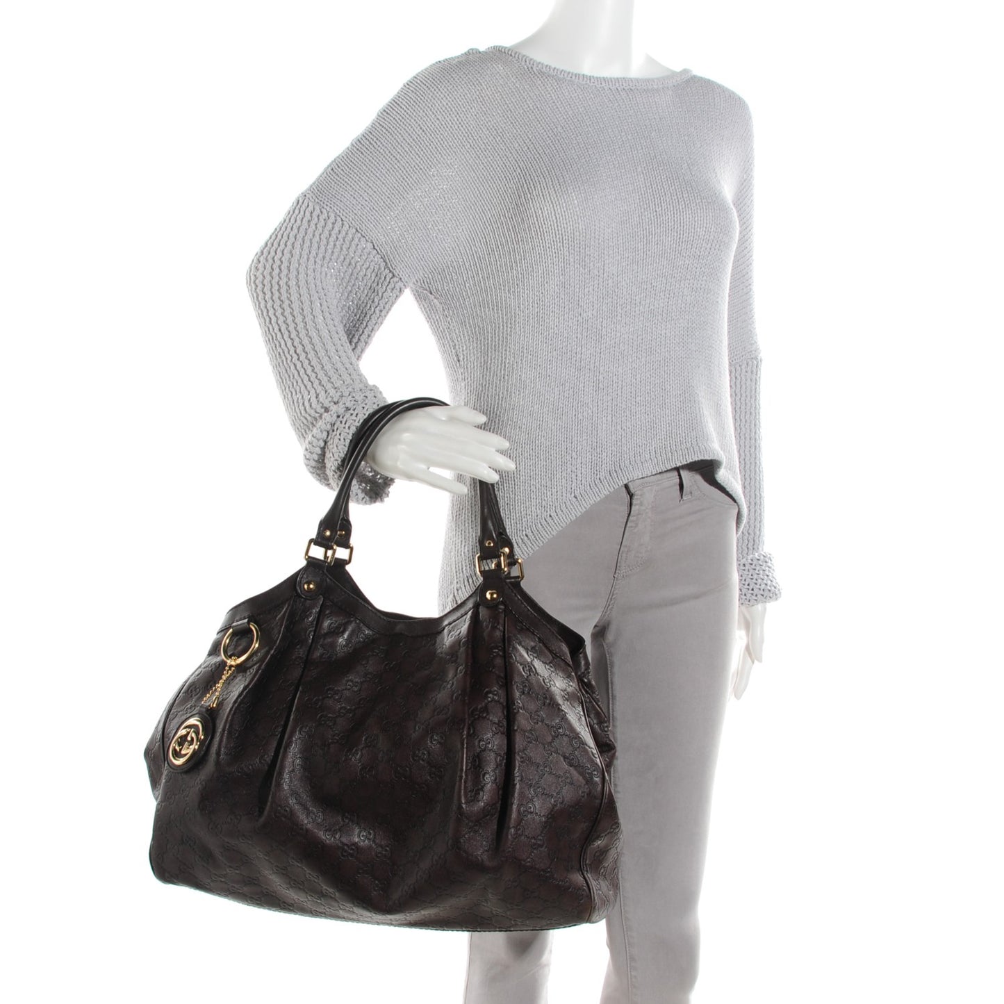 Guccissima Signature Large Sukey Tote Chocolate