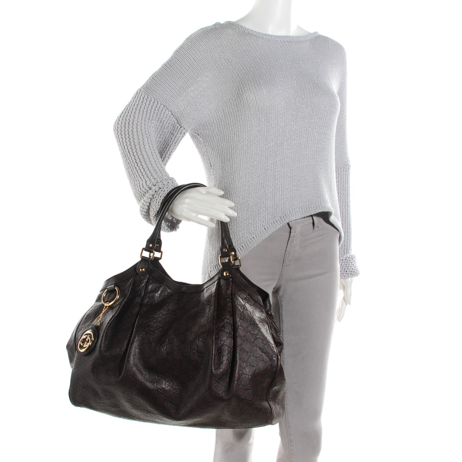 Gucci Guccissima Signature Large Sukey Tote Chocolate 2 of 7