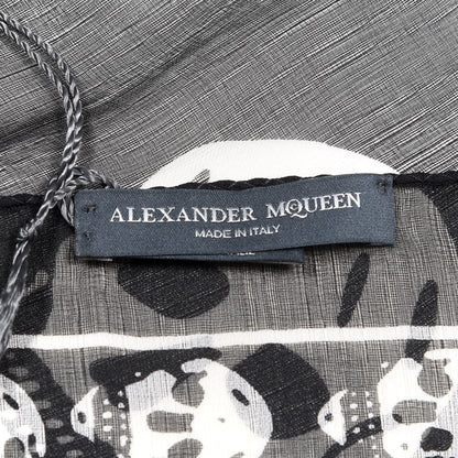 Alexander McQueen Silk Chiffon Skull Scarf Black Ivory 3 of 3