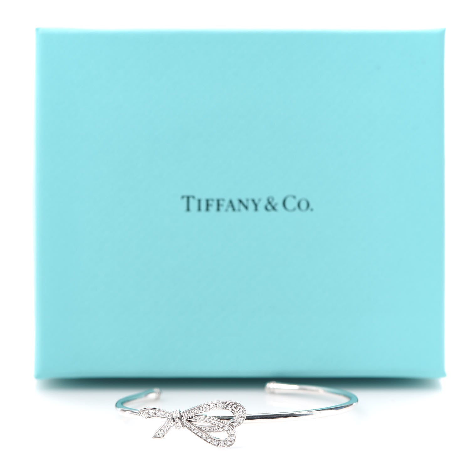 Tiffany 18K White Gold Diamond Bow Cuff Bracelet 5 of 5