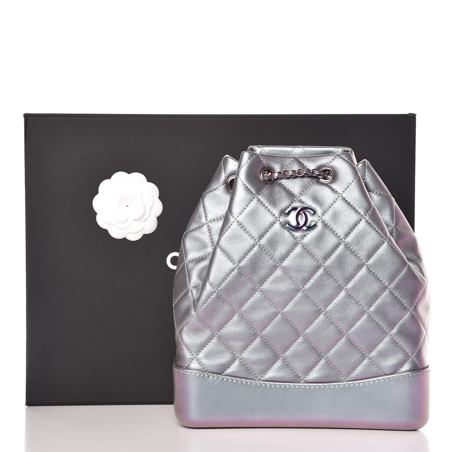 Chanel Iridescent Lambskin Calfskin Quilted Gabrielle Backpack Light Purple 10 of 10