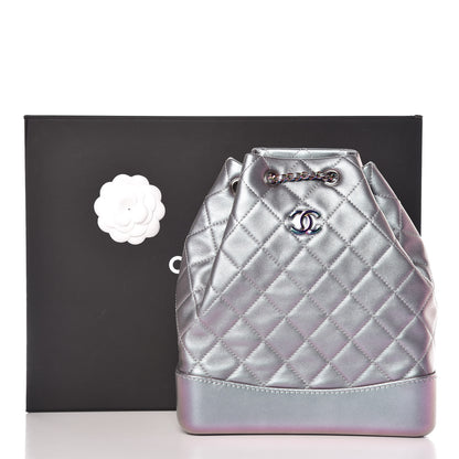 Chanel Iridescent Lambskin Calfskin Quilted Gabrielle Backpack Light Purple 10 of 10