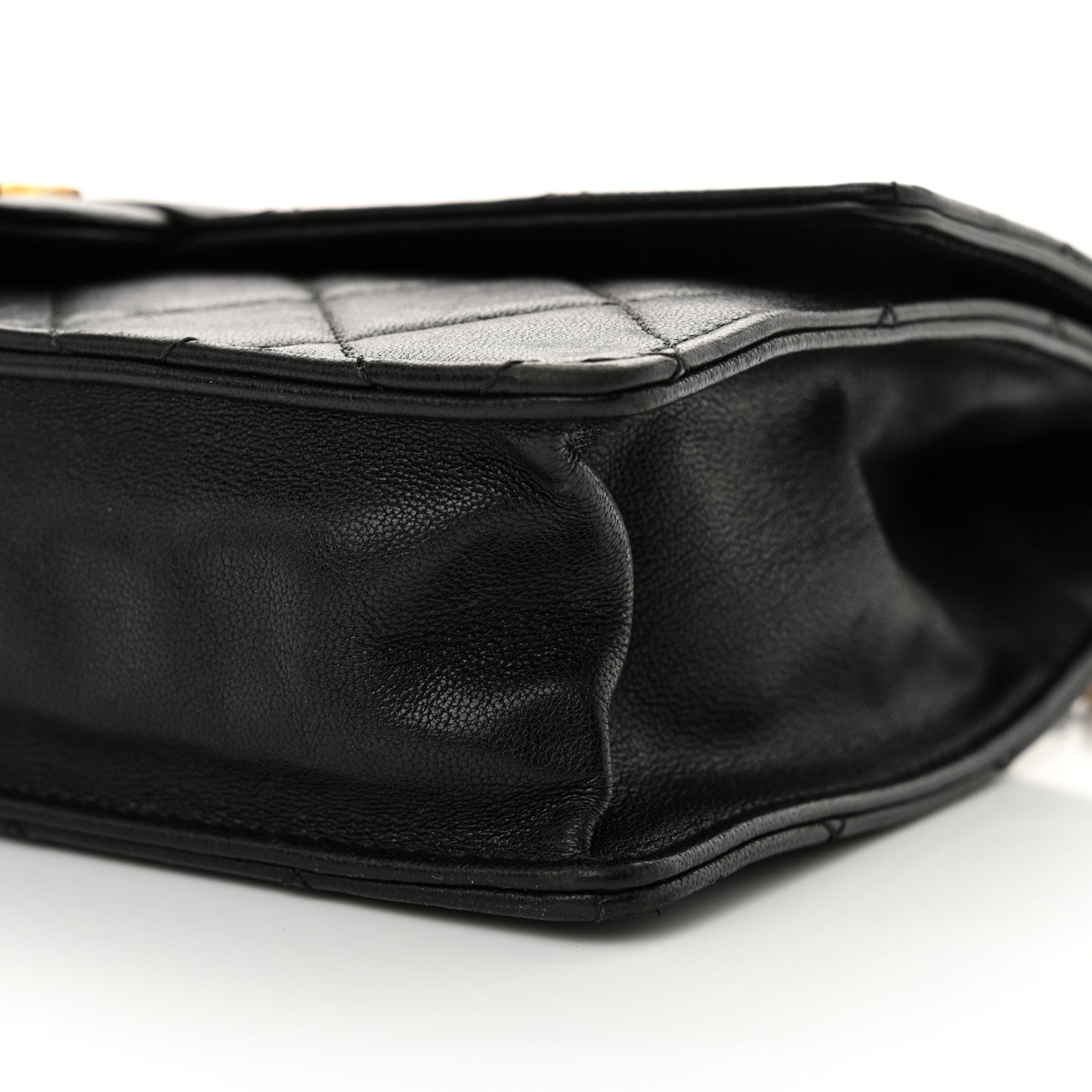 Lambskin Quilted Large Pearl Chain Flap Bag Black