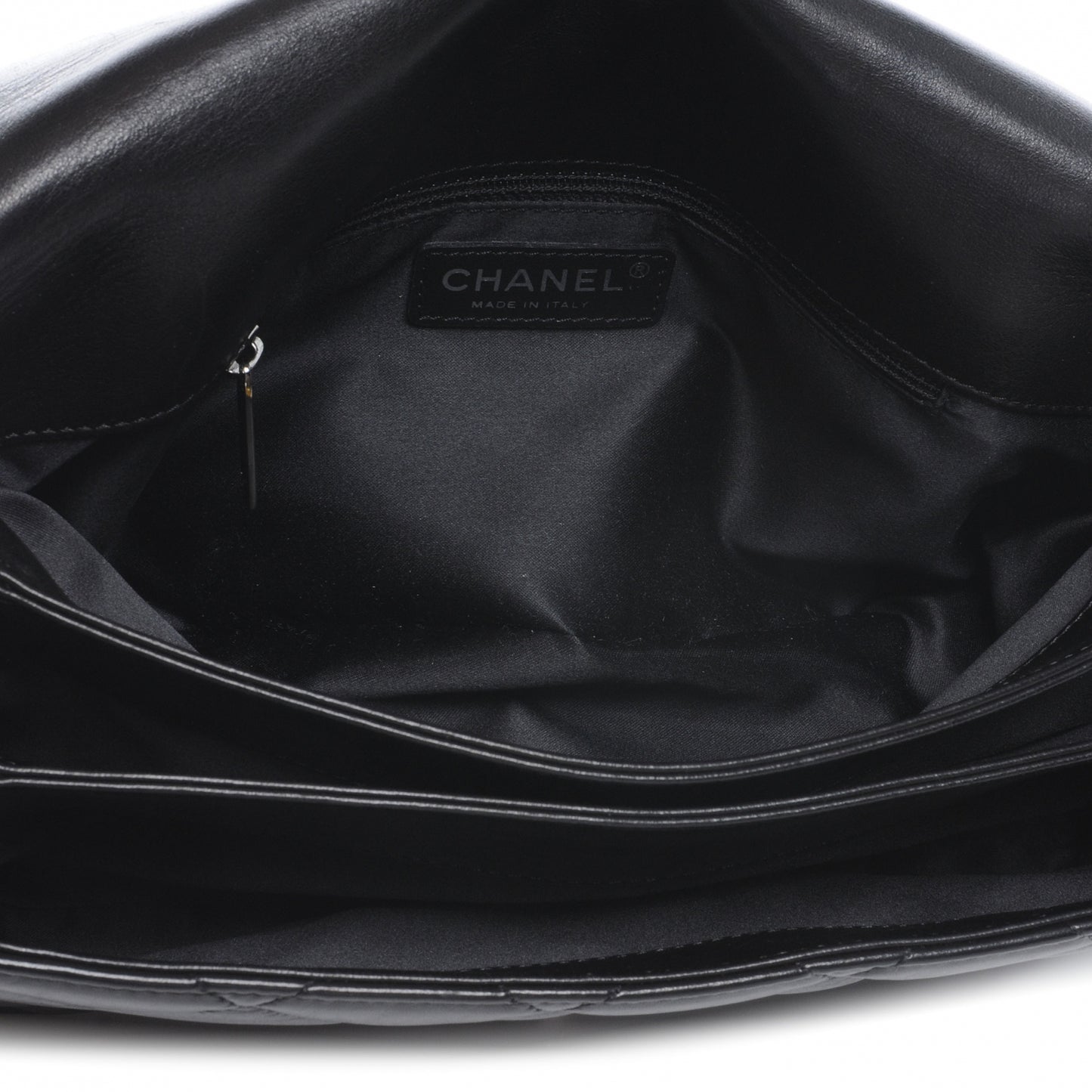 Lambskin Quilted 3 Large Accordion Flap Black