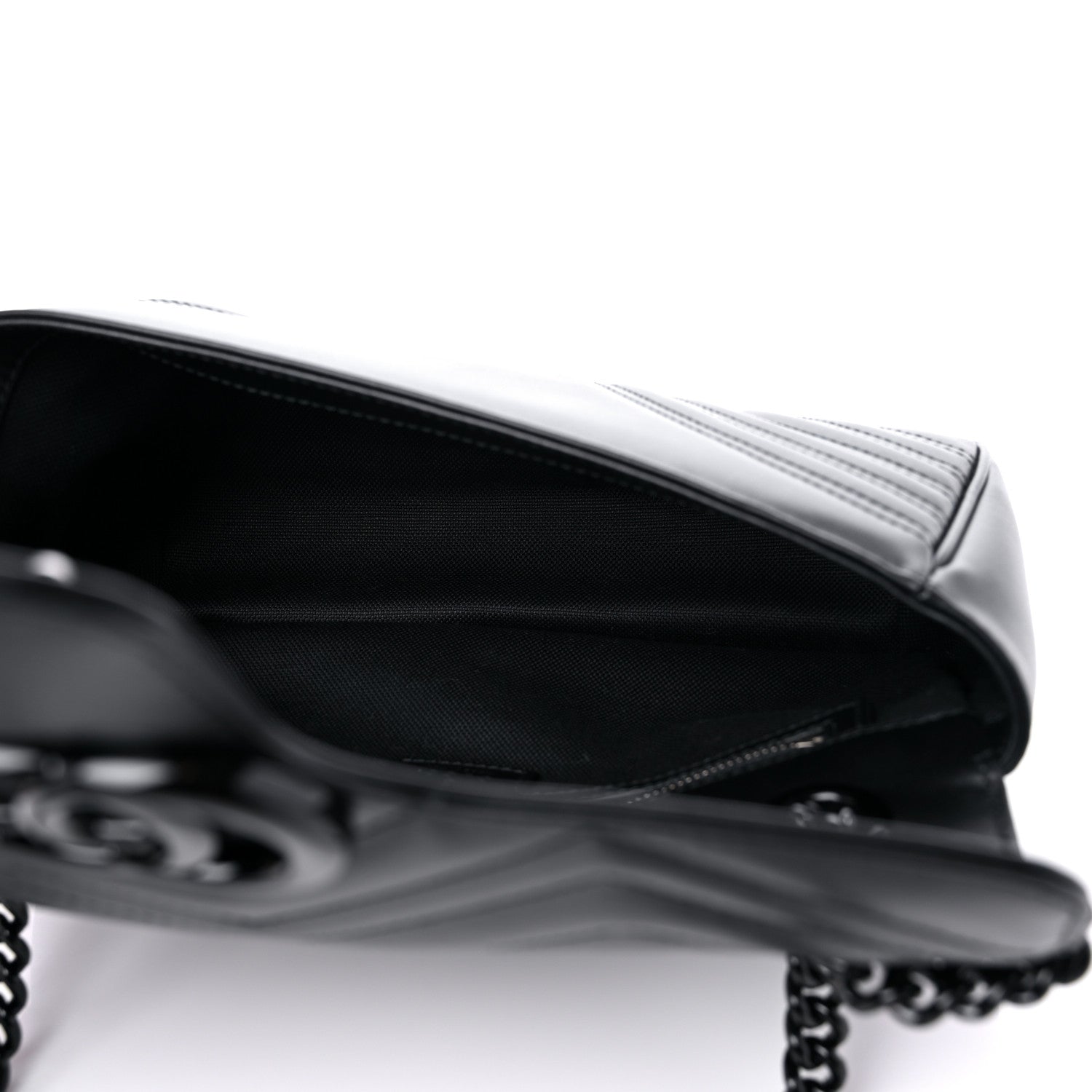 Gucci Calfskin Matelasse Monochrome Small GG Marmont Shoulder Bag Black 4 of 7