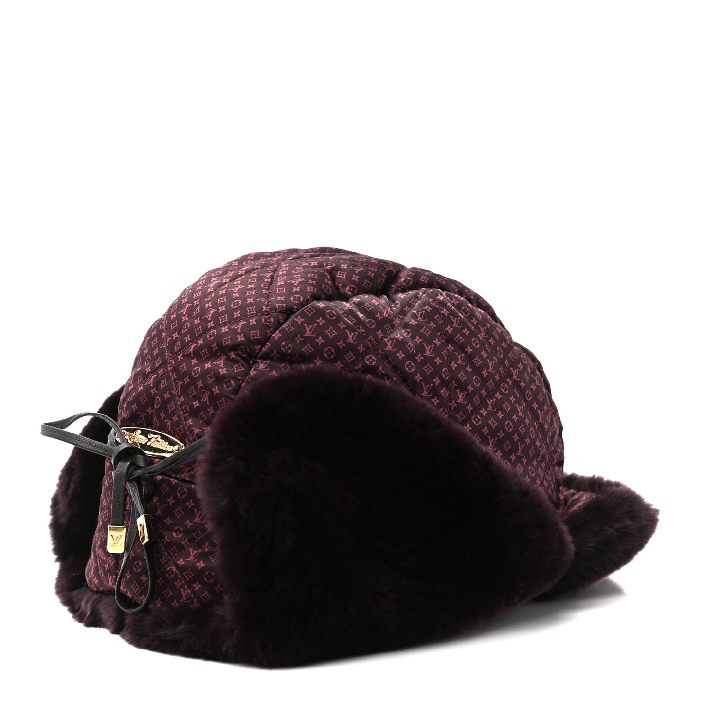 Monogram Silk Nylon Rabbit Fur Hat S Burgundy