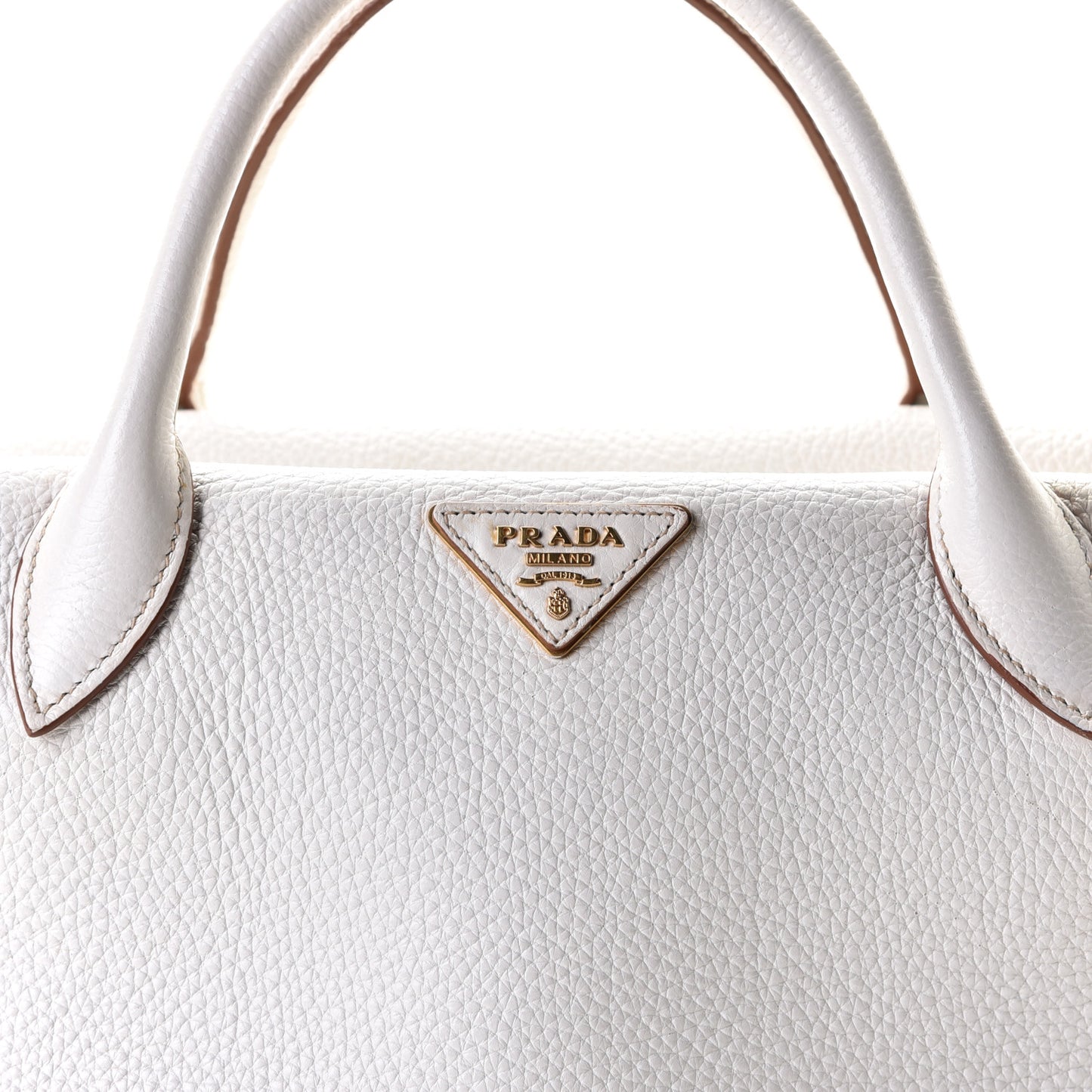 Vitello Daino Medium Top Handle Bag White