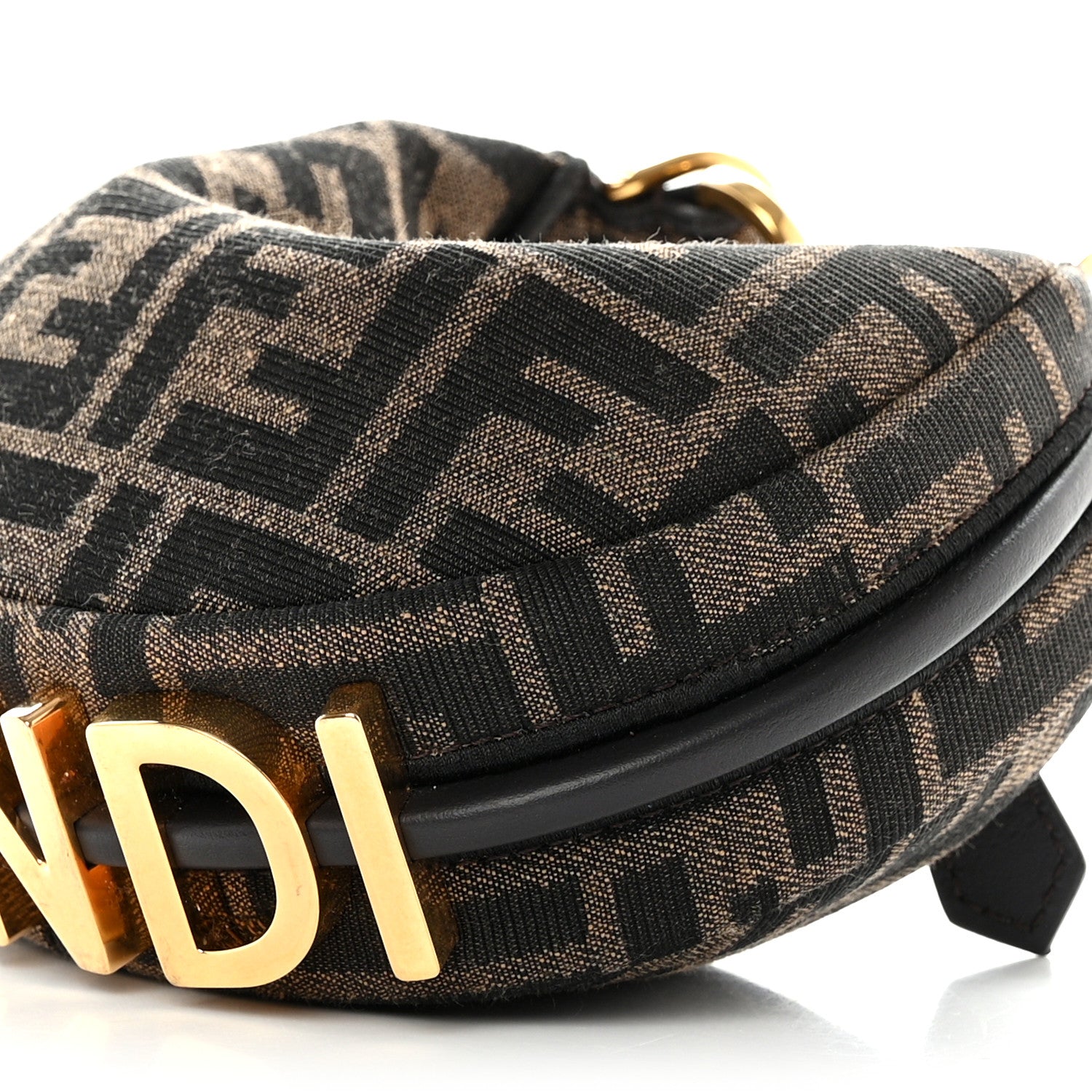 Fendi Fabric Jacquard FF 1974 Nano Fendigraphy Hobo Charm Tobacco Moro 10 of 10