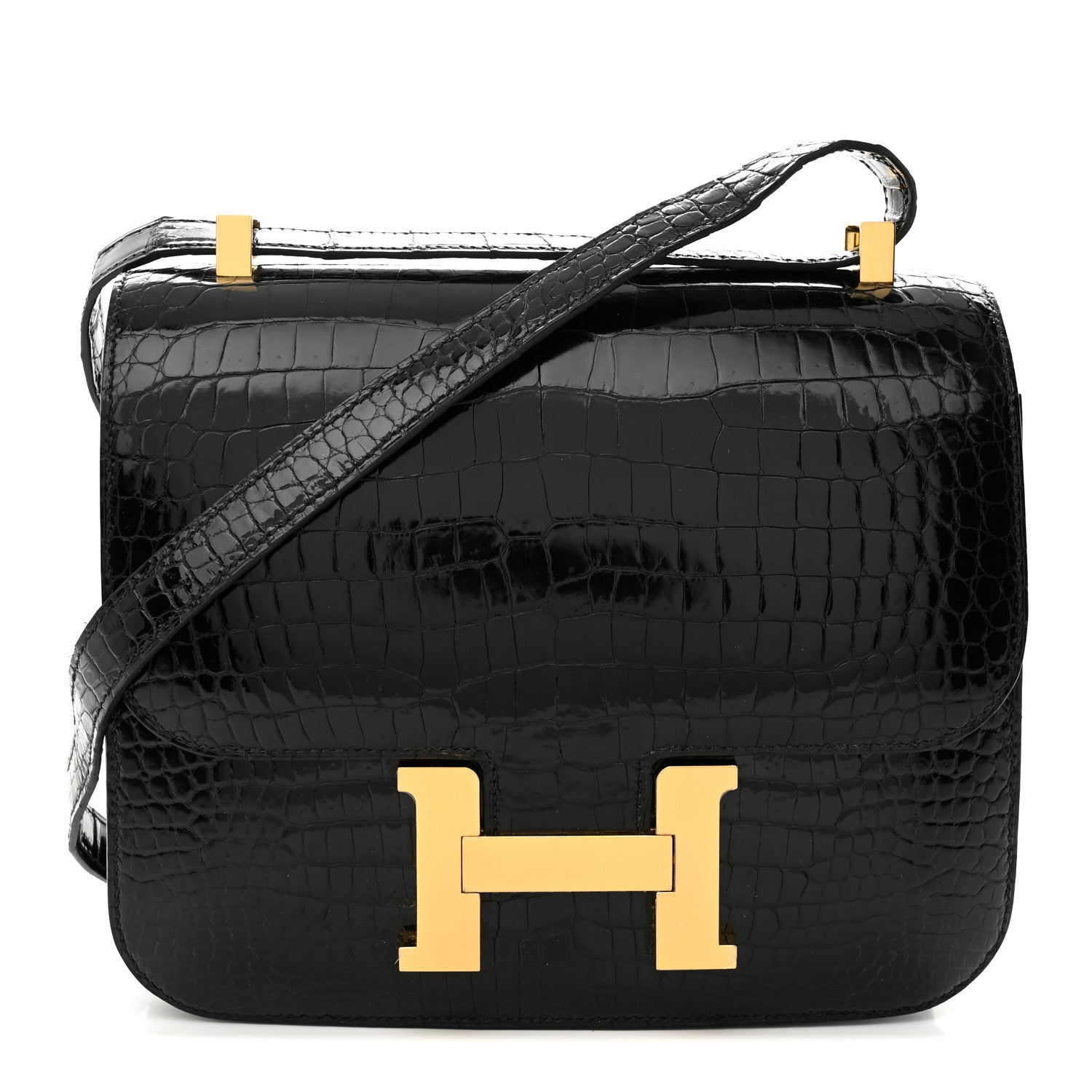 Hermes Shiny Porosus Crocodile Constance 24 Black 1 of 12
