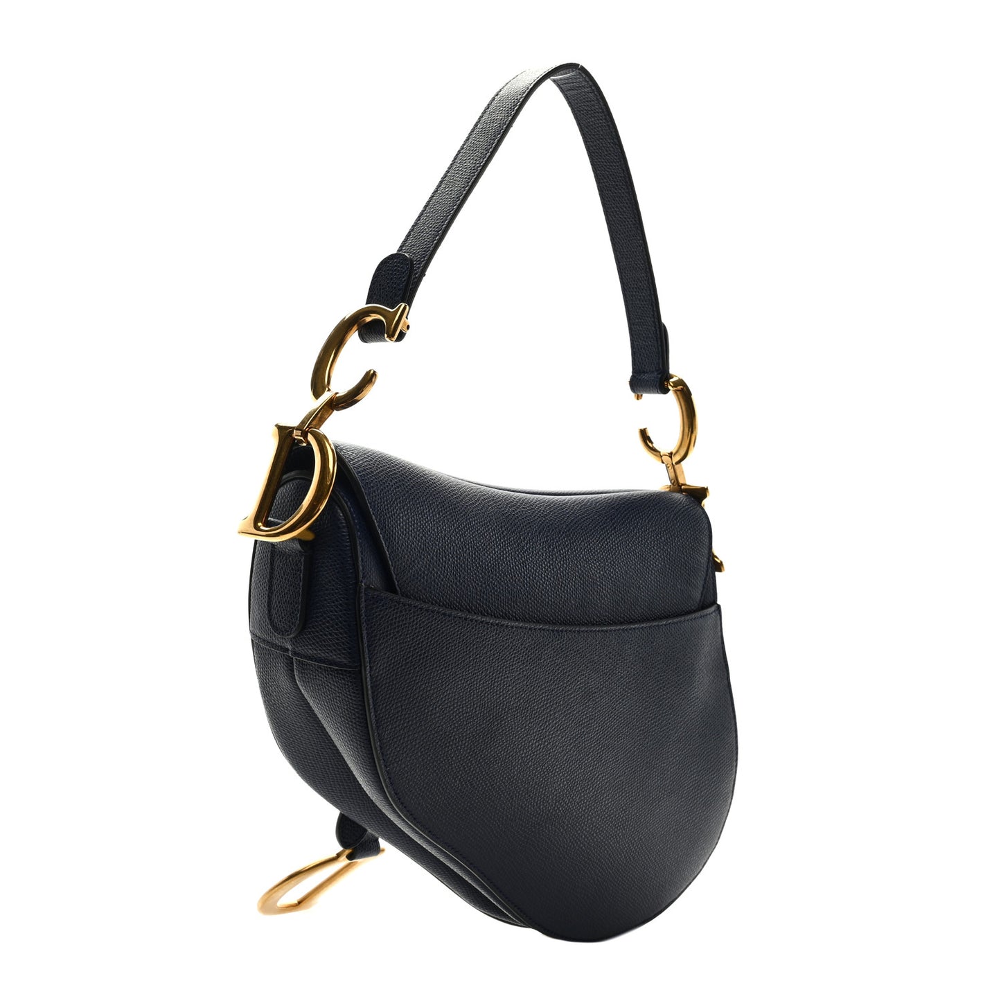 Grained Calfskin Saddle Bag Navy