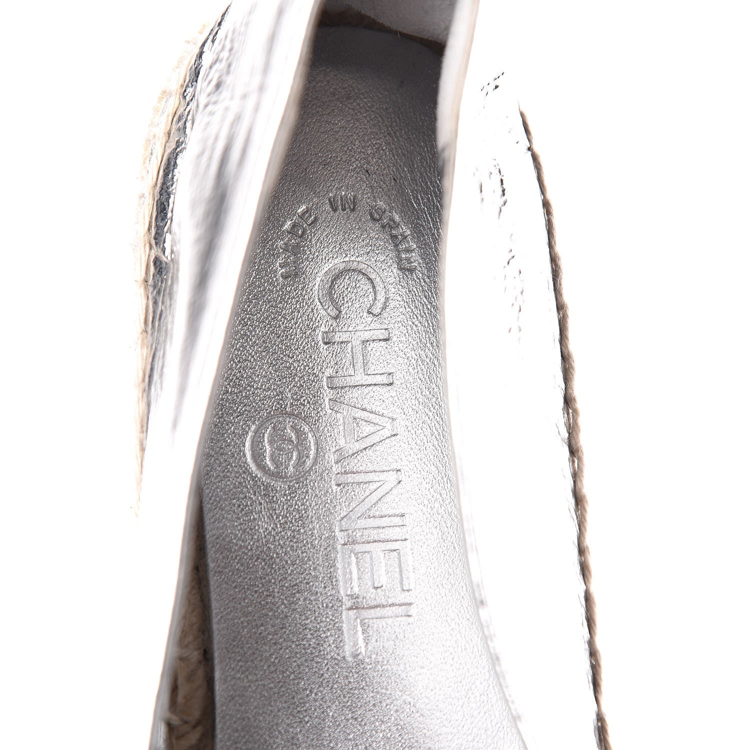 Chanel Laminated Goatskin CC Espadrilles 38 Silver 11 of 12
