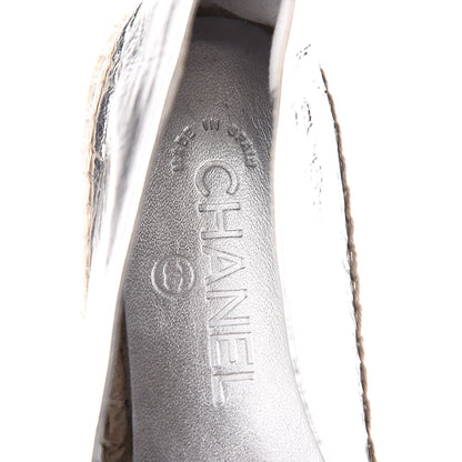 Chanel Laminated Goatskin CC Espadrilles 38 Silver 11 of 12