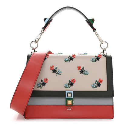Fendi Vitello Liberty Dolce Floral Embroidered Studded Kan I Shoulder Bag Bloody Mary Multicolor 1 of 11