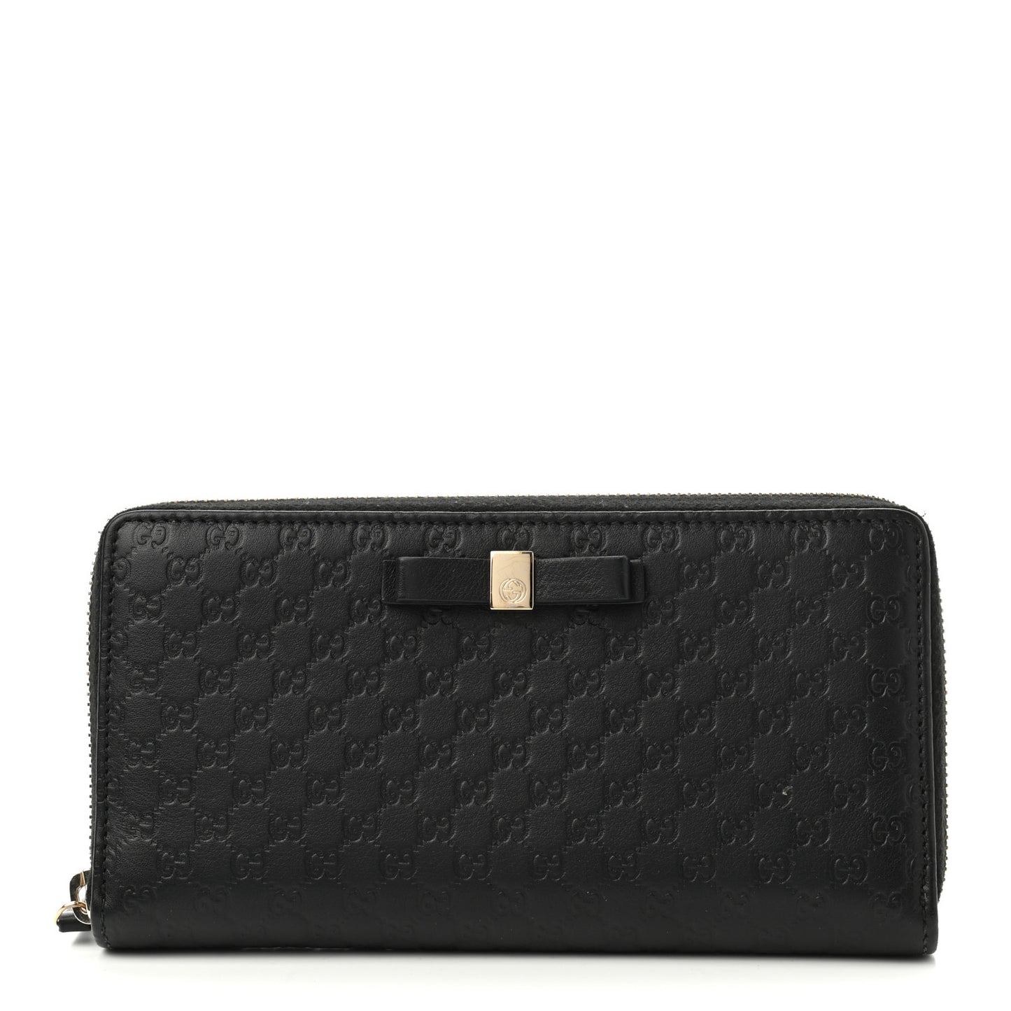 Microguccissima Bow Zip Around Wallet Black