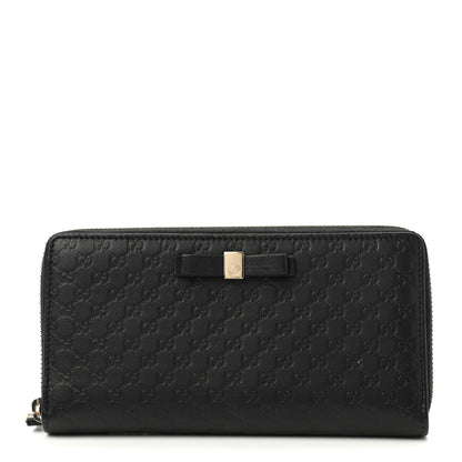 Gucci Microguccissima Bow Zip Around Wallet Black 1 of 7