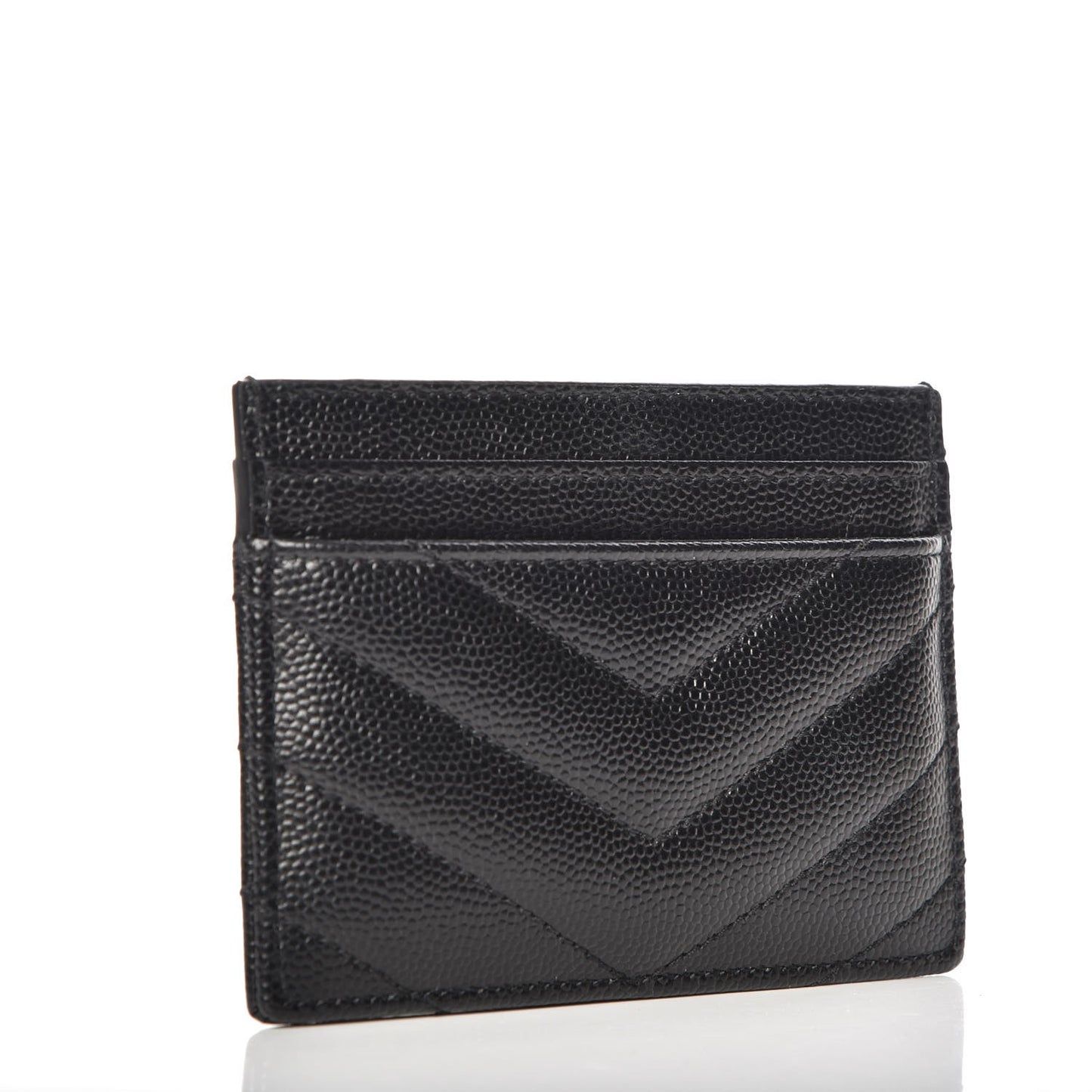 Grain De Poudre Matelasse Chevron Monogram Credit Card Case Black