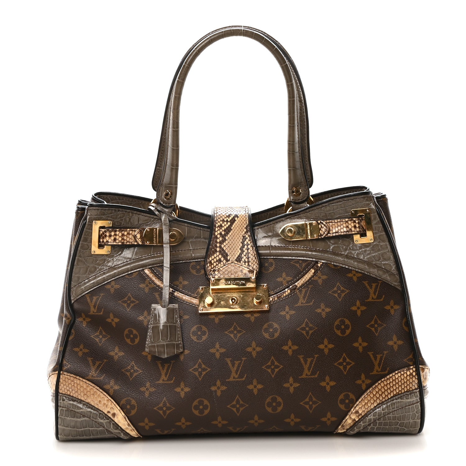 Louis Vuitton Monogram Snakeskin Alligator Monogramissime Exotic Shopper GM Gris 1 of 9