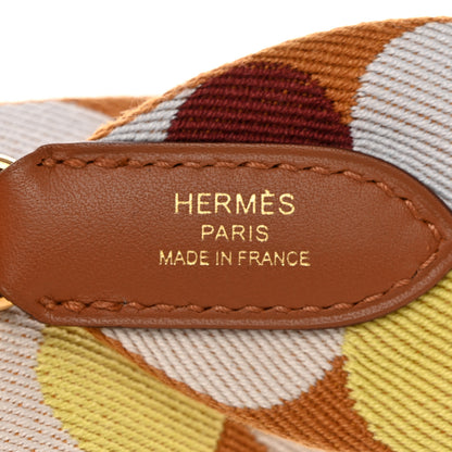 Hermes Toile Swift 50mm Sangle Flipperball Shoulder Strap Caramel Nata Gold 3 of 5