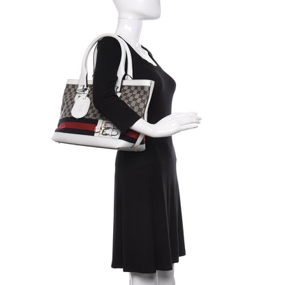 Gucci Monogram Web Medium Heritage Tote White 2 of 14