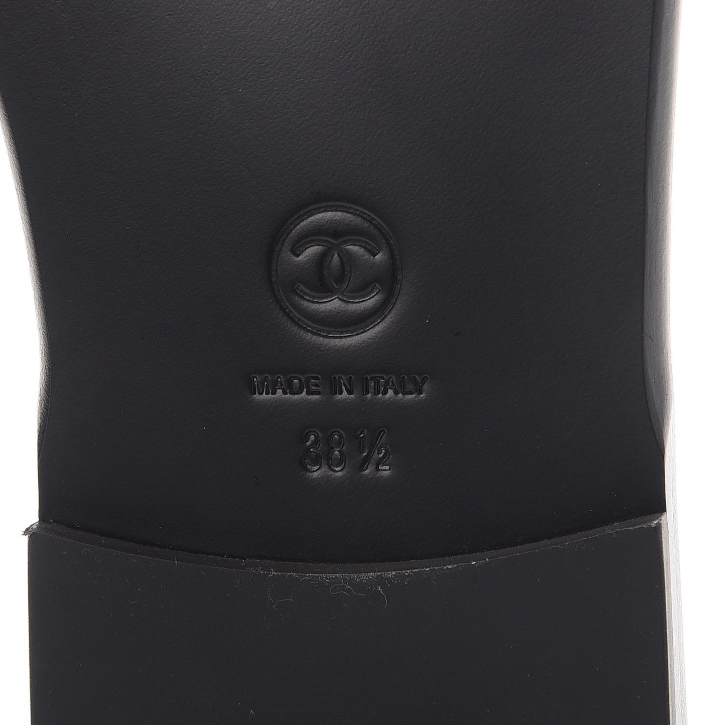 Patent Calfskin CC Slip On Mules 38.5 Black