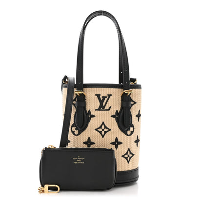 Louis Vuitton Cotton Calfskin Monogram Nano Bucket Bag Black 1 of 11
