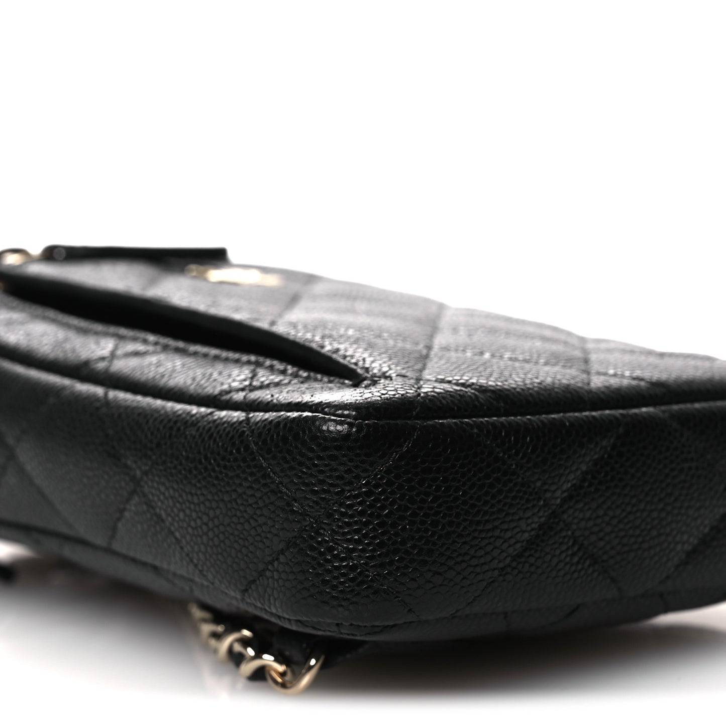 Caviar Quilted Phone Holder With Chain Black