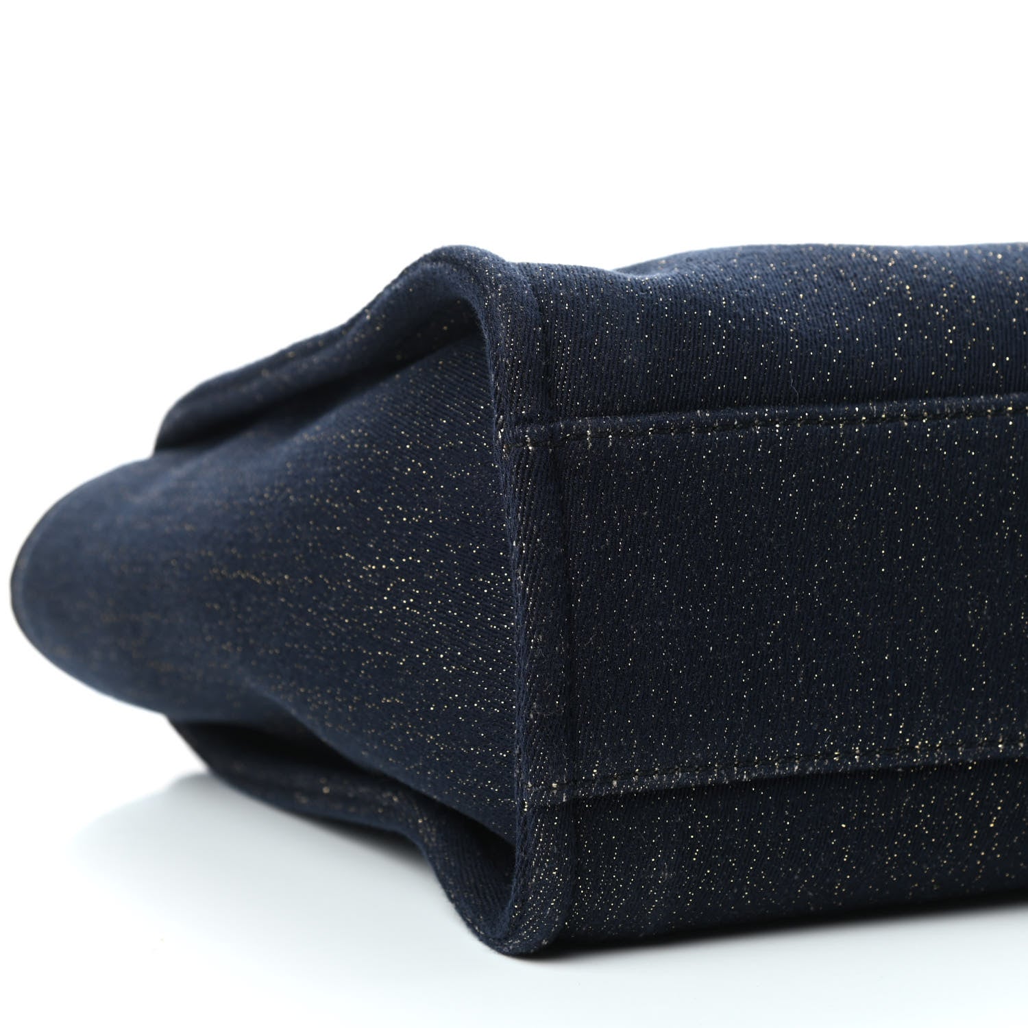 Chanel Lurex Canvas Small Deauville Tote Navy Blue Gold 8 of 10