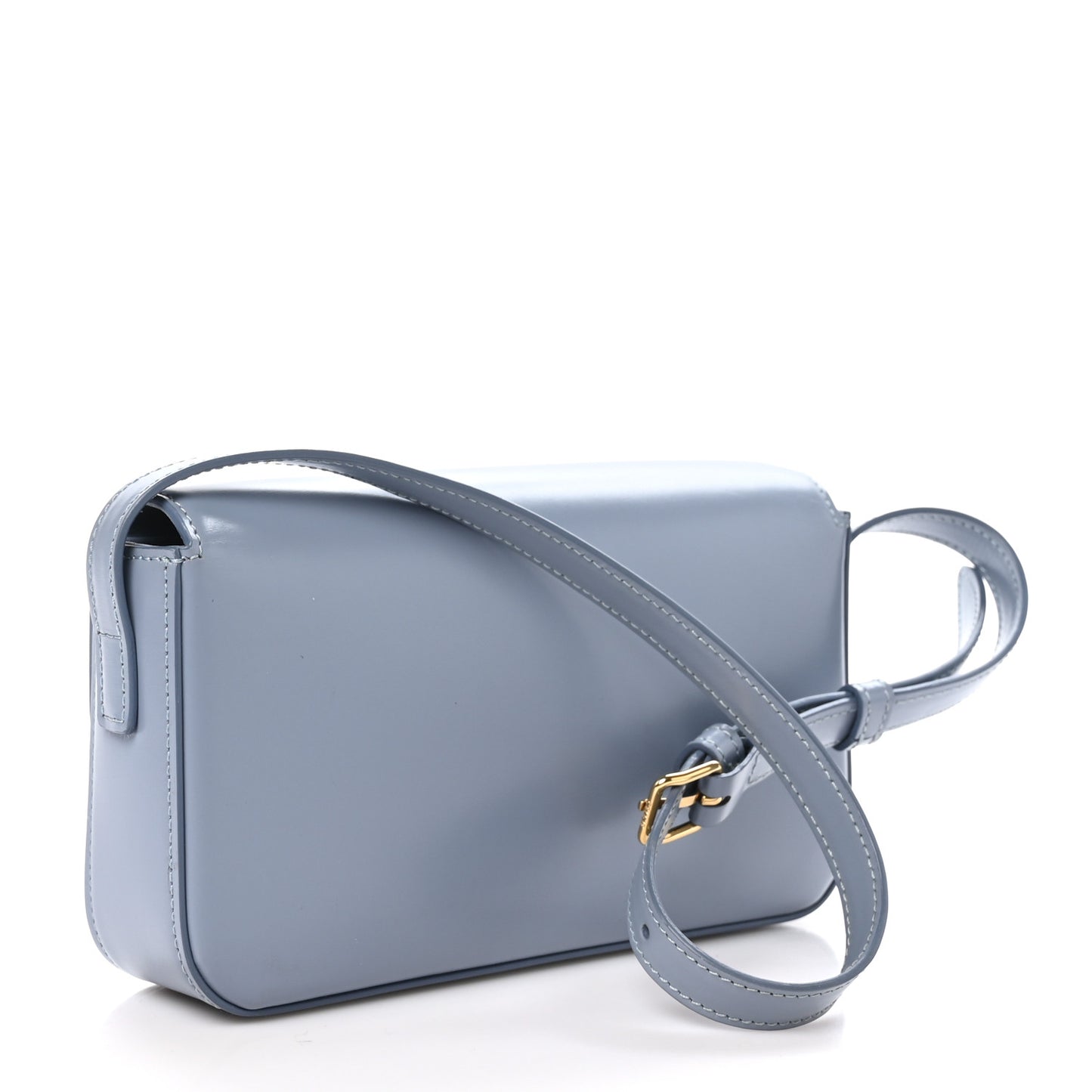 Shiny Calfskin Triomphe Shoulder Bag Arctic Blue