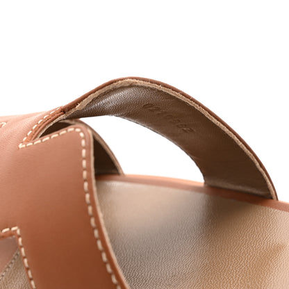 Hermes Box Calfskin Oran Sandals 37.5 Gold 10 of 11
