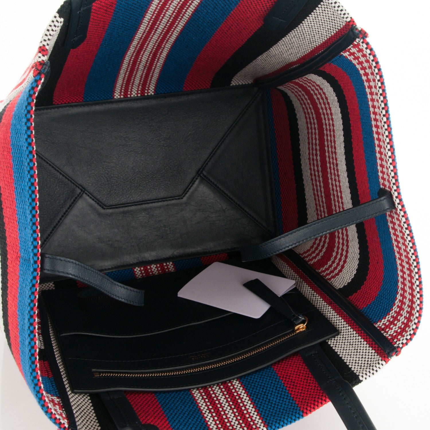 Celine Textile Striped Small Horizontal Cabas Phantom Navy Blue 5 of 7