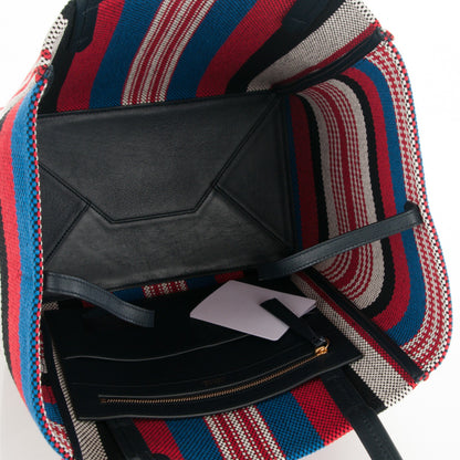 Celine Textile Striped Small Horizontal Cabas Phantom Navy Blue 5 of 7