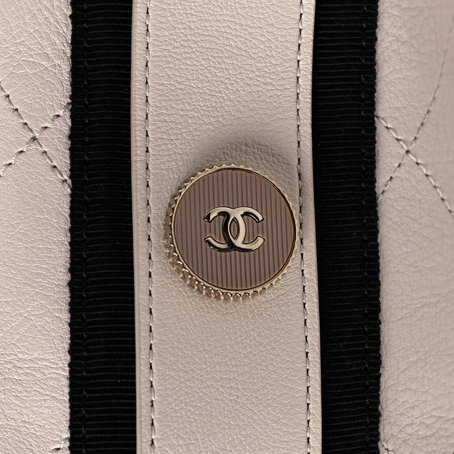 Chanel Calfskin Stitched Large Button Up Hobo Ivory Black 17 of 19