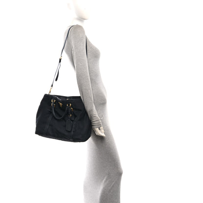 Prada Tessuto Nylon Vitello Daino Tote Black 2 of 11