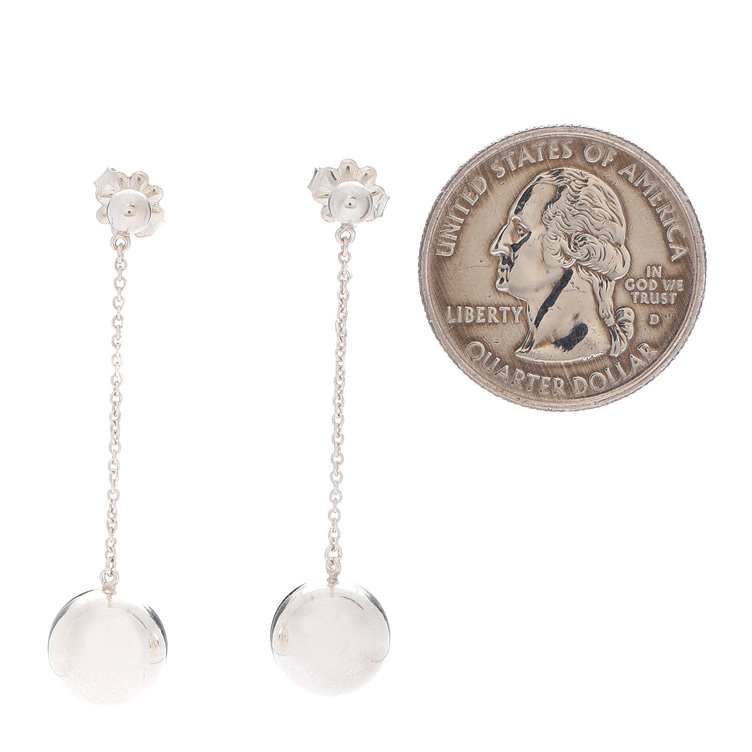 Tiffany Sterling Silver 10mm HardWear Ball Drop Earrings 3 of 3