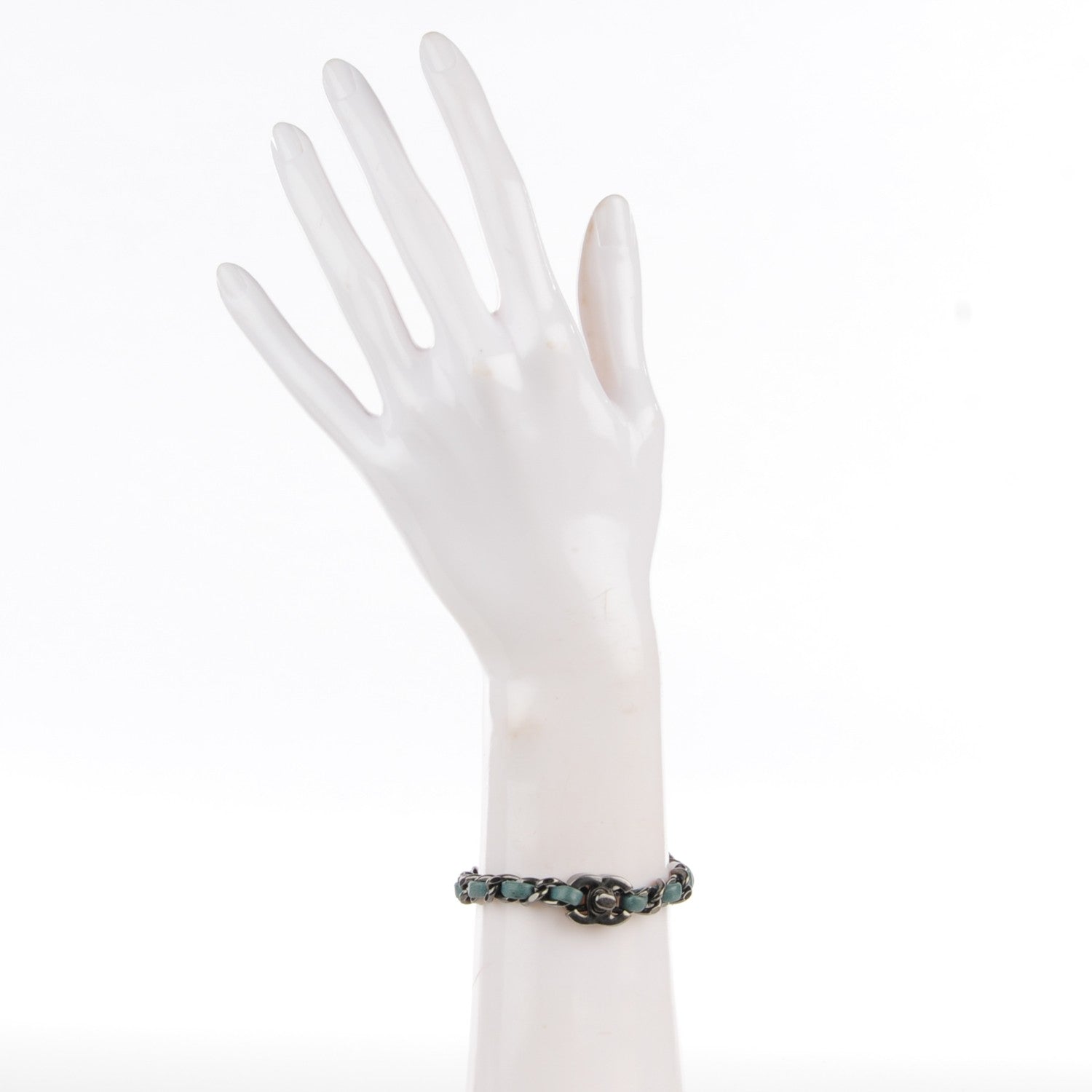 Chanel Lambskin CC Turnlock Chain Bracelet Turquoise 2 of 6