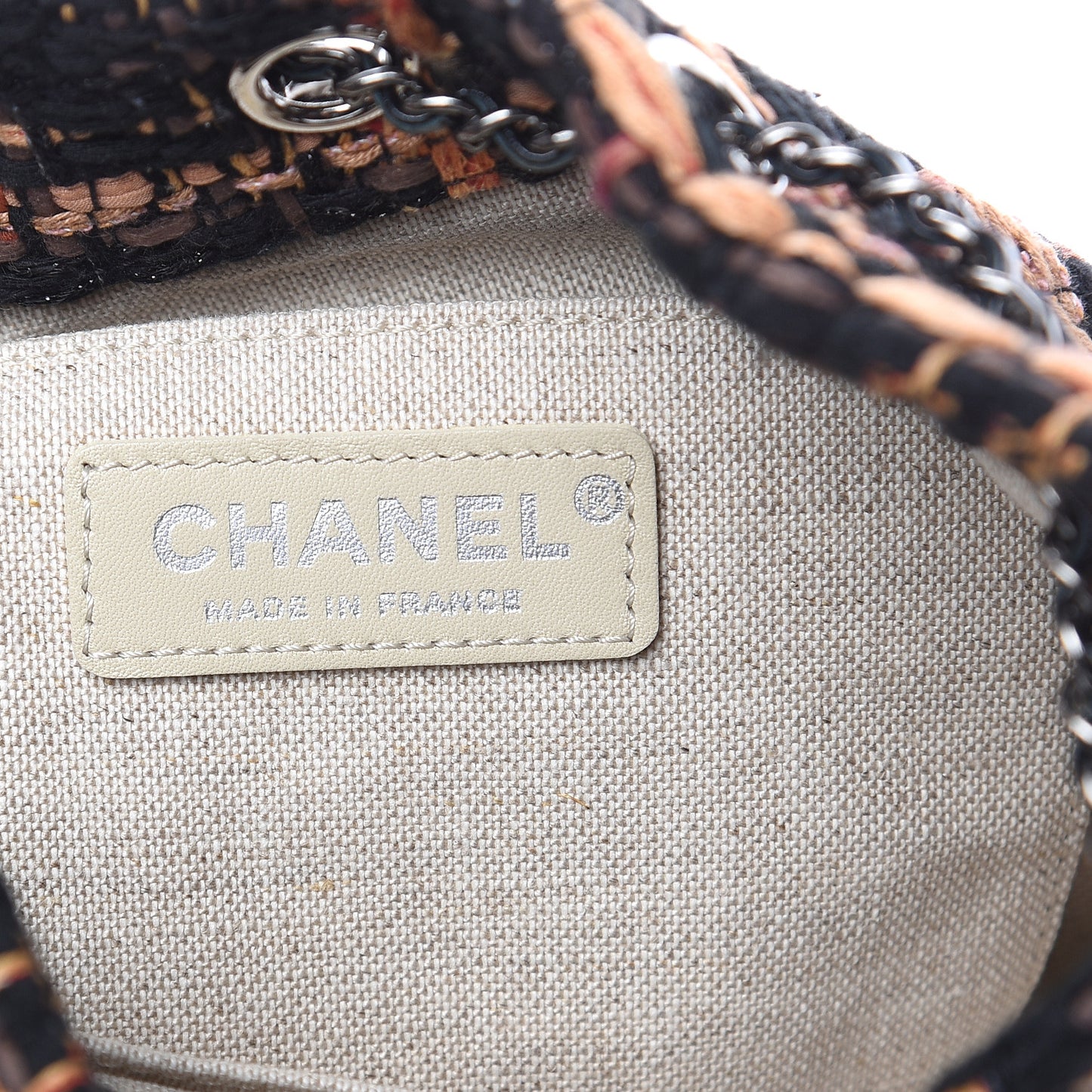 Tweed Calfskin Quilted Small Gabrielle Bucket Black Brown Orange