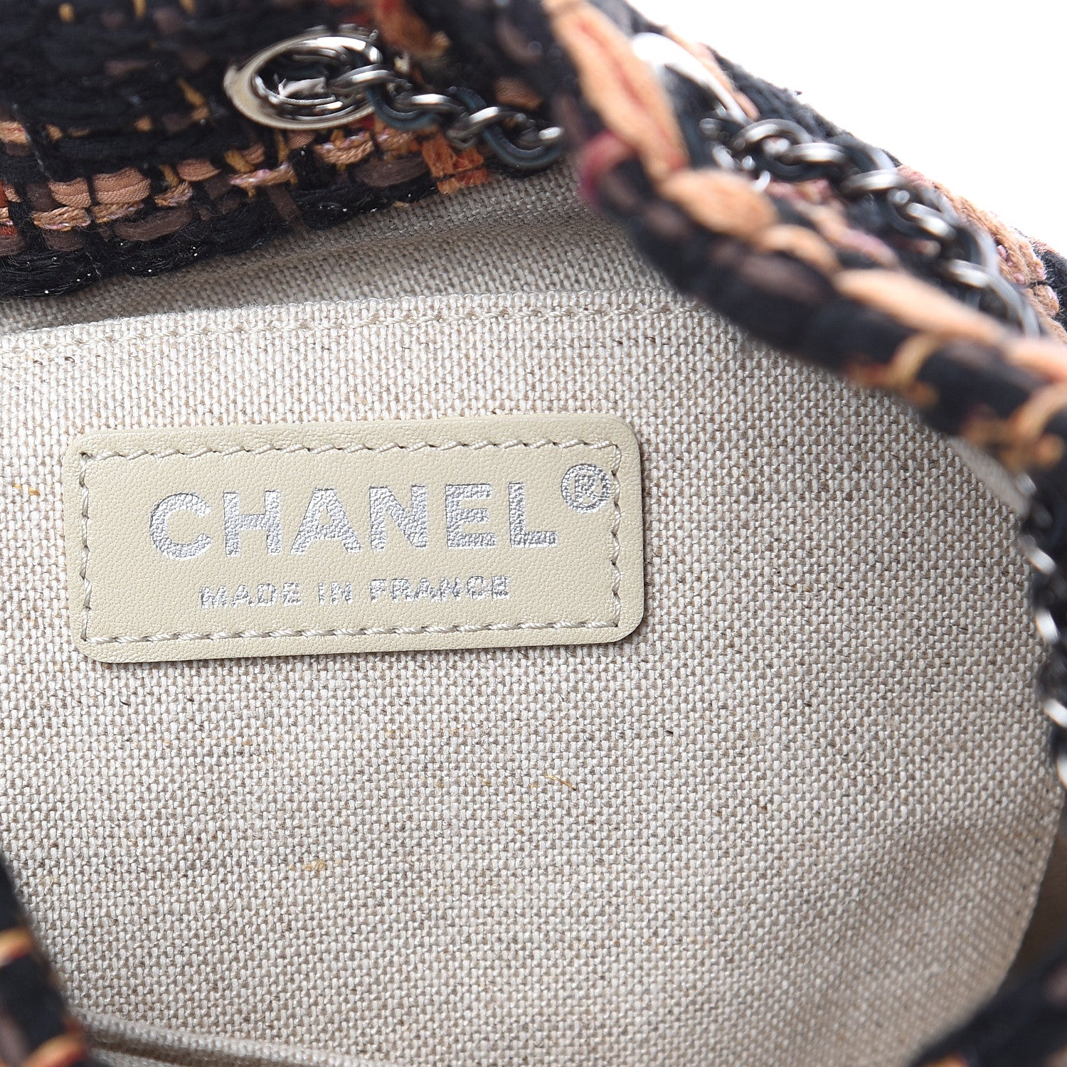 Chanel Tweed Calfskin Quilted Small Gabrielle Bucket Black Brown Orange 6 of 9