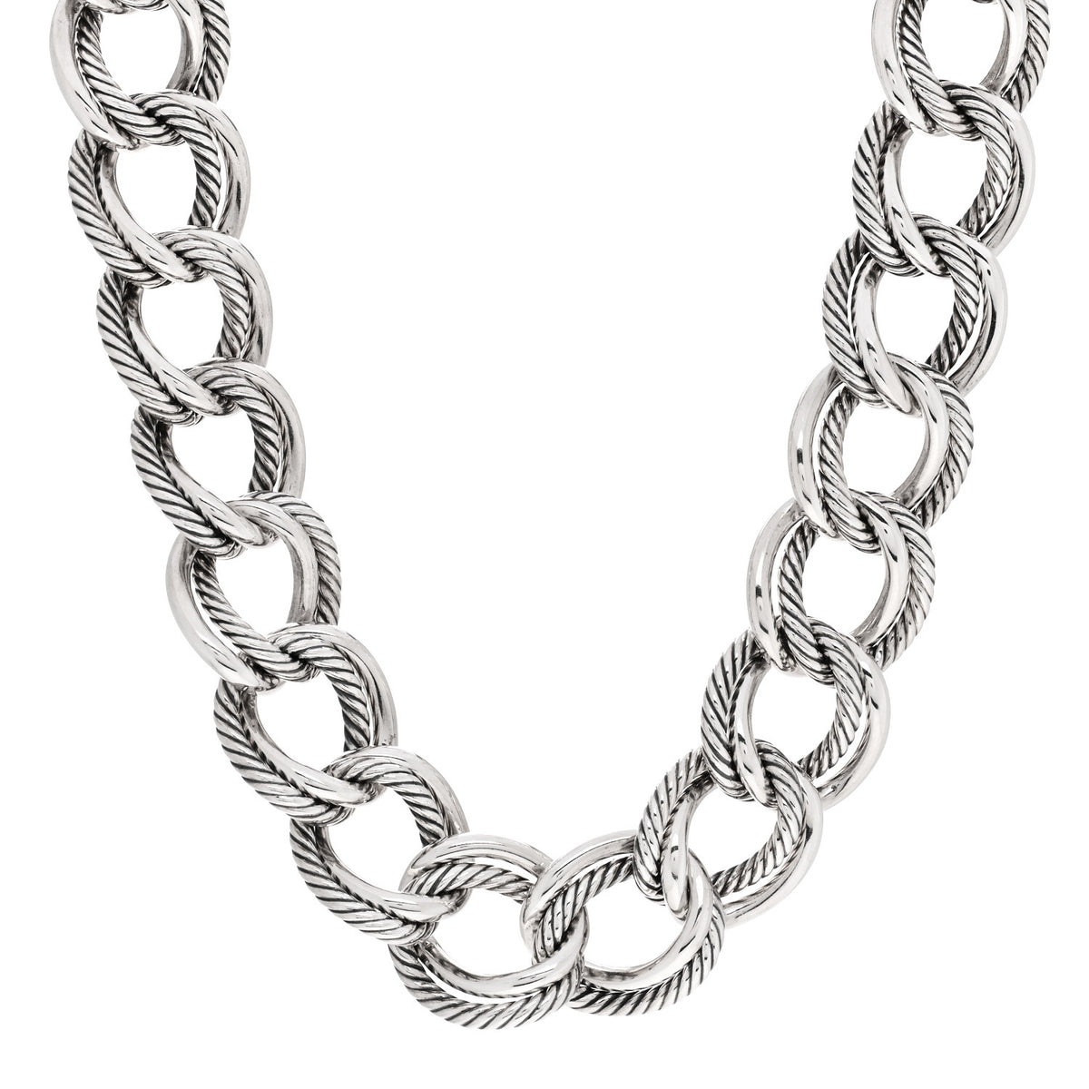David Yurman Sterling Silver Double Curb Link Necklace 1 of 5