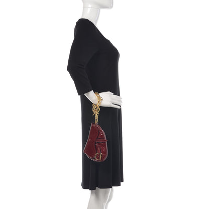 Christian Dior Patent Diorissimo Saddle Wristlet Dark Red 2 of 9