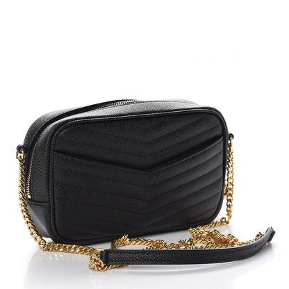 Saint Laurent Grain De Poudre Matelasse Monogram Mini Lou Camera Bag Black 3 of 11