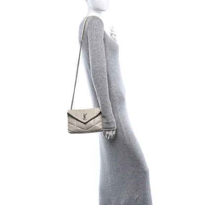 Saint Laurent Lambskin Quilted Toy Loulou Puffer Monogram Chain Satchel Crema Soft 2 of 10