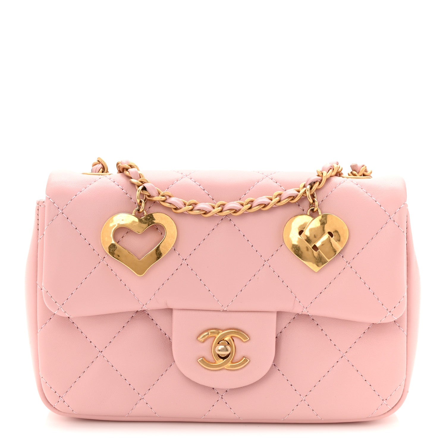 Chanel Lambskin Quilted Mini Heart Charms Flap Light Pink 1 of 10