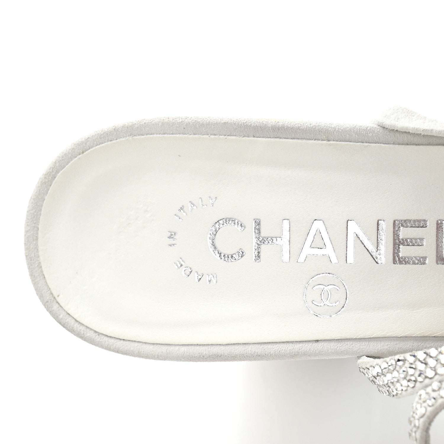 Chanel Strass Grosgrain Cap Toe CC Slingback Pumps 37.5 Silver Black 8 of 10