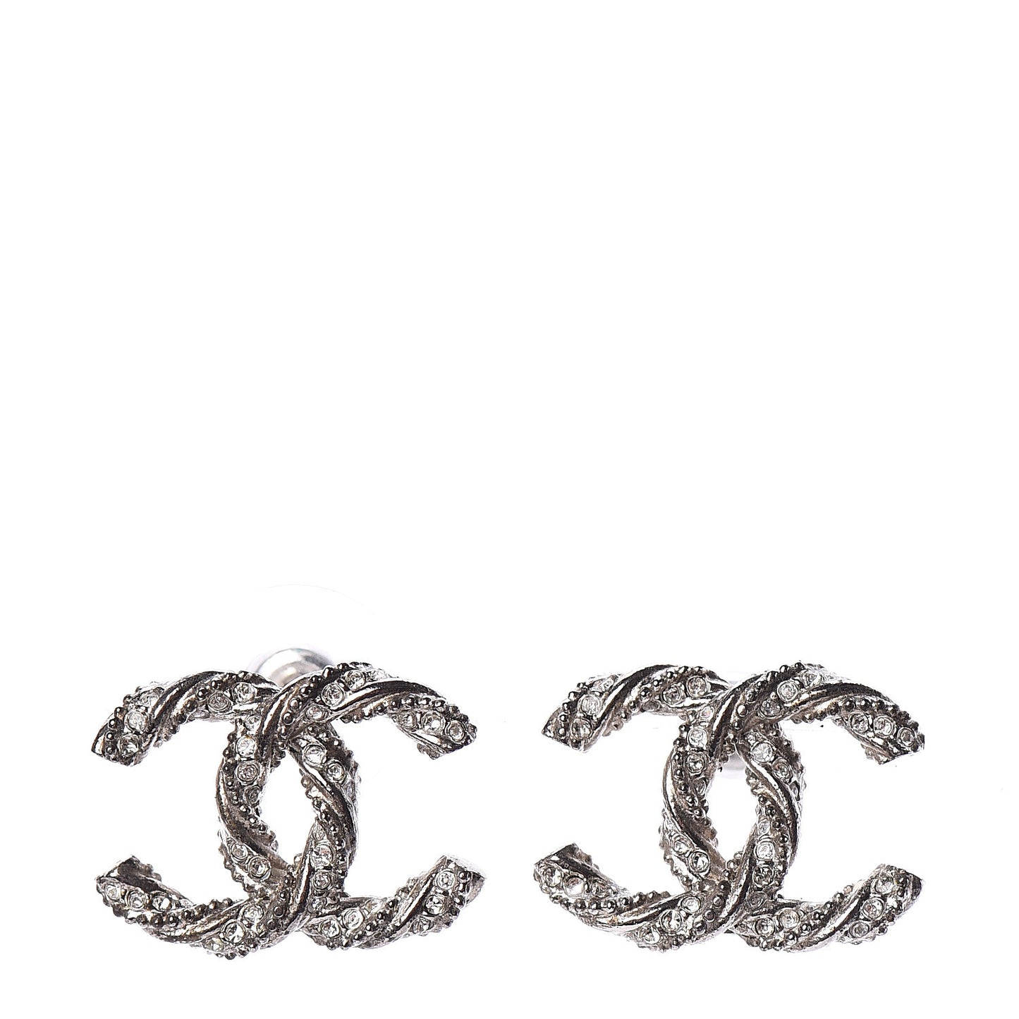 Crystal CC Twisted Earrings Silver