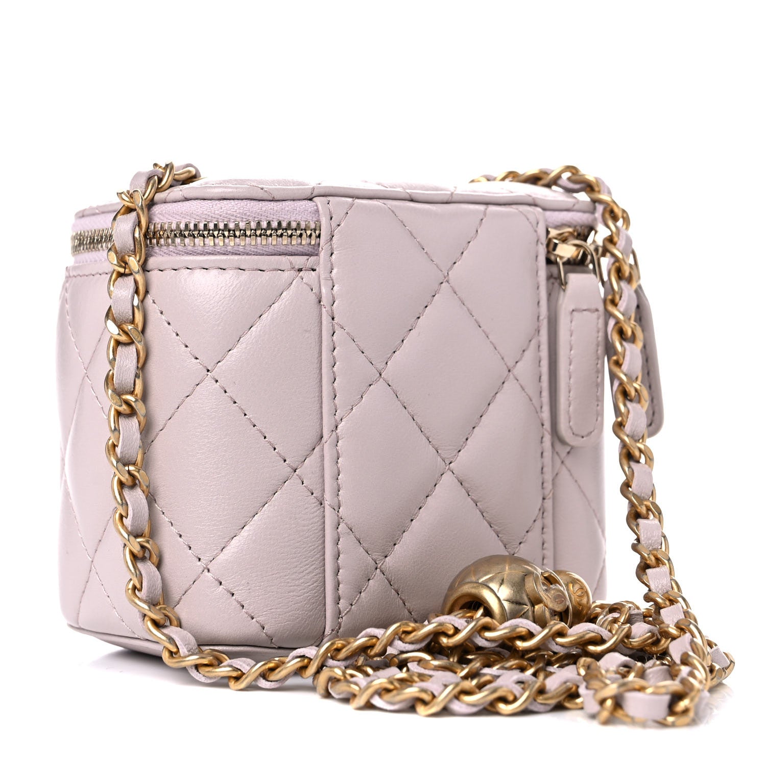 Chanel Lambskin Quilted Pearl Crush Mini Vanity Case With Chain Light Purple 3 of 10