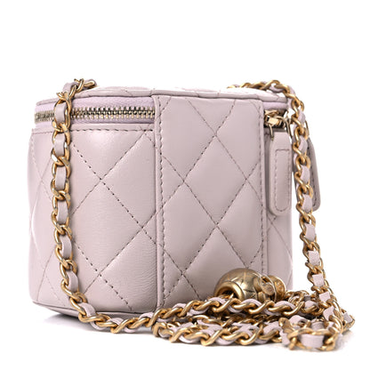Chanel Lambskin Quilted Pearl Crush Mini Vanity Case With Chain Light Purple 3 of 10