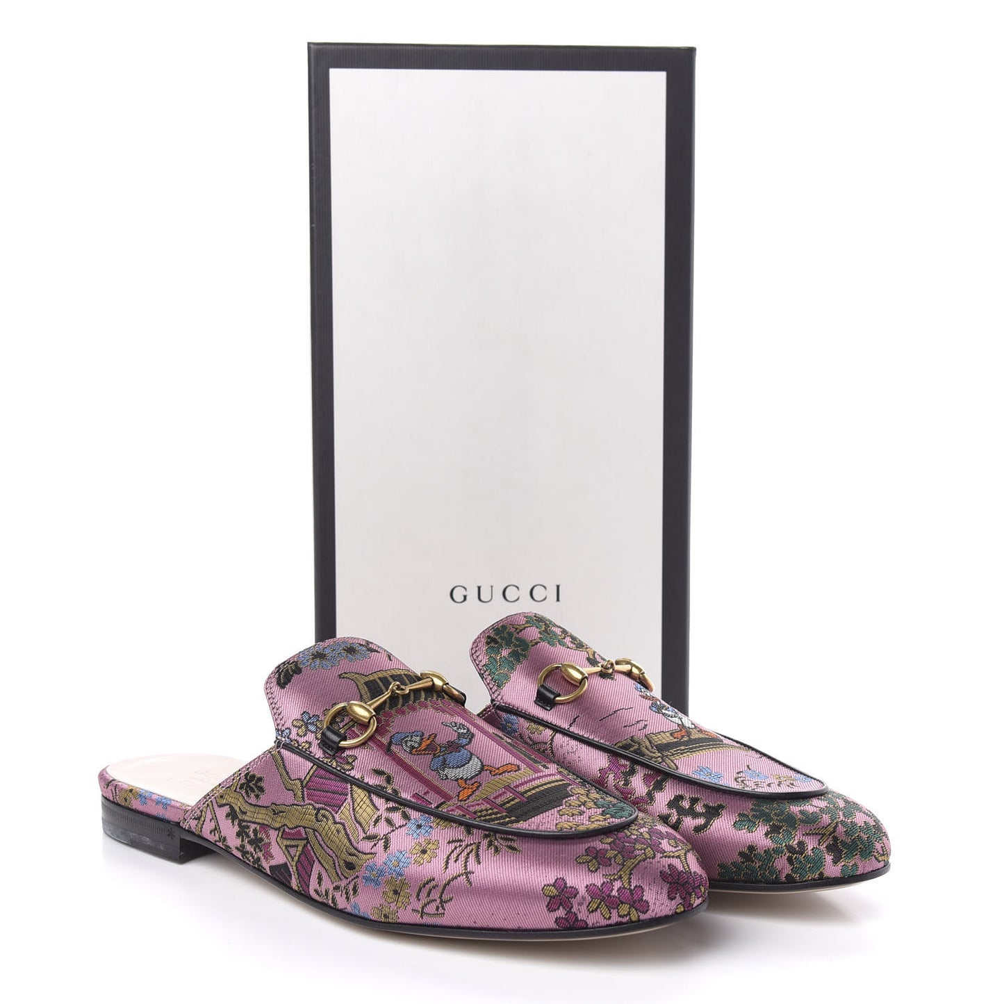 X DISNEY Jacquard Japanese Donald Duck Womens Princetown Slippers 41 Pink Black