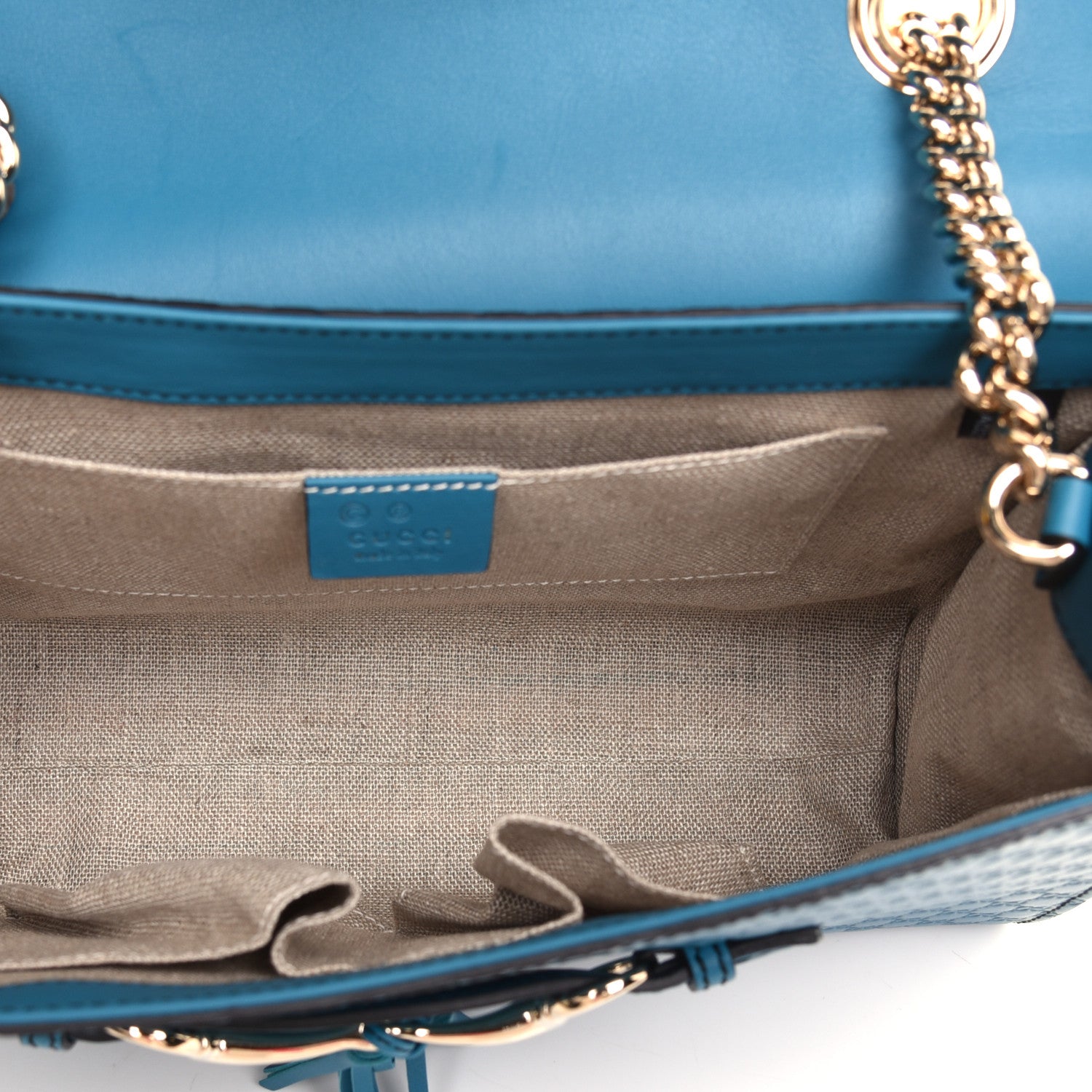 Gucci Soft Microguccissima Medium Emily Chain Shoulder Bag Deep Cobalt 5 of 9